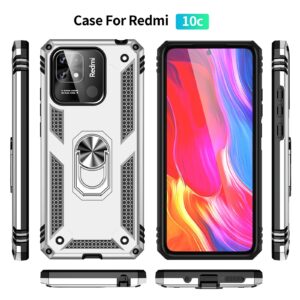 Xiaomi Redmi 12C 4G Θήκη Ασημί Με Σταντ Shockproof TPU + PC Phone Case with Holder Silver