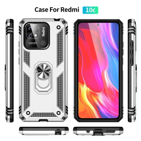 Xiaomi Redmi 12C 4G Θήκη Ασημί Με Σταντ Shockproof TPU + PC Phone Case with Holder Silver