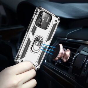 Xiaomi Redmi 12C 4G Θήκη Ασημί Με Σταντ Shockproof TPU + PC Phone Case with Holder Silver