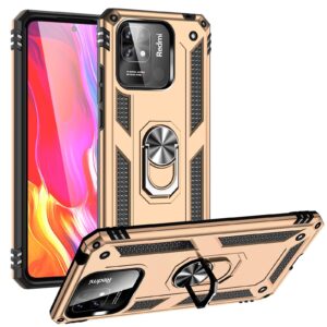 Xiaomi Redmi 12C 4G Θήκη Χρυσό Με Σταντ Shockproof TPU + PC Phone Case with Holder Gold