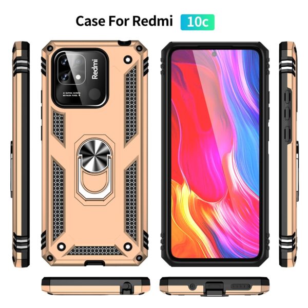 Xiaomi Redmi 12C 4G Θήκη Χρυσό Με Σταντ Shockproof TPU + PC Phone Case with Holder Gold