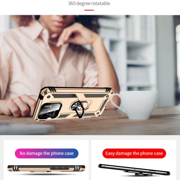 Xiaomi Redmi 12C 4G Θήκη Χρυσό Με Σταντ Shockproof TPU + PC Phone Case with Holder Gold