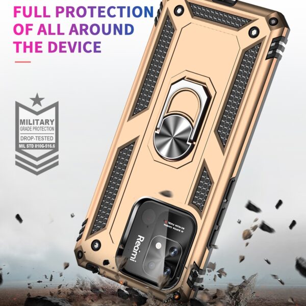 Xiaomi Redmi 12C 4G Θήκη Χρυσό Με Σταντ Shockproof TPU + PC Phone Case with Holder Gold