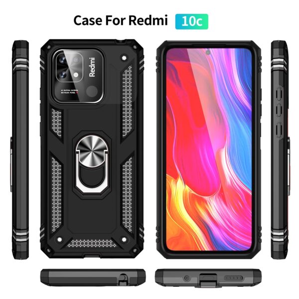 Xiaomi Redmi 12C 4G Θήκη Μαύρο Με Σταντ Shockproof TPU + PC Phone Case with Holder Black