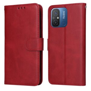 Xiaomi Redmi 12C Θήκη Βιβλίο Κόκκινο Classic Calf Texture Flip Phone Case Red
