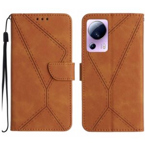 Xiaomi 13 Lite 5G Θήκη Βιβλίο Καφέ Stitching Embossed Phone Case Brown