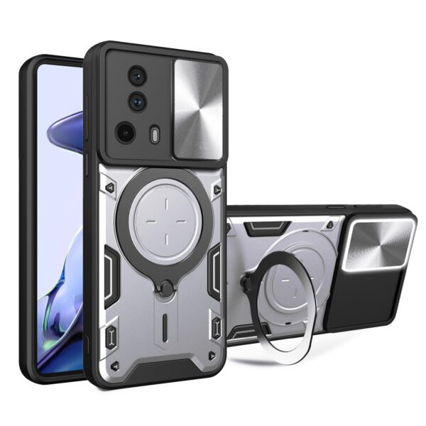 Xiaomi 13 Lite 5G Θήκη Ασημί Με Σταντ Sliding Camshield Card Phone Case Silver