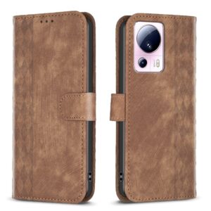 Xiaomi 13 Lite 5G Θήκη Βιβλίο Καφέ Plaid Embossed Phone Case Brown