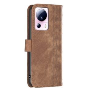 Xiaomi 13 Lite 5G Θήκη Βιβλίο Καφέ Plaid Embossed Phone Case Brown