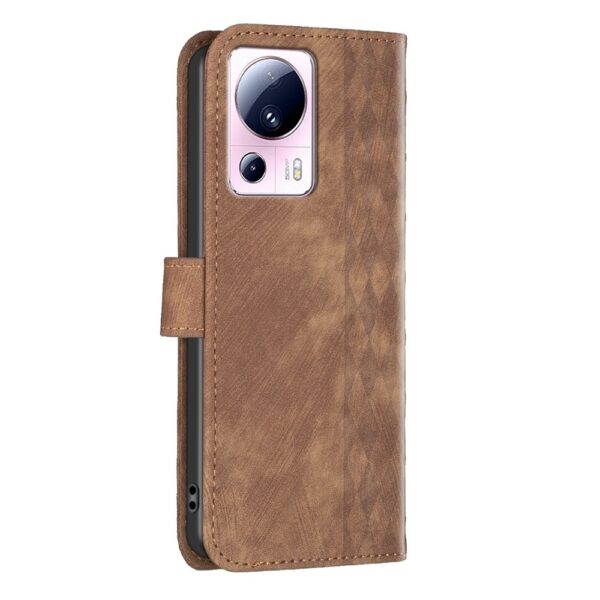 Xiaomi 13 Lite 5G Θήκη Βιβλίο Καφέ Plaid Embossed Phone Case Brown