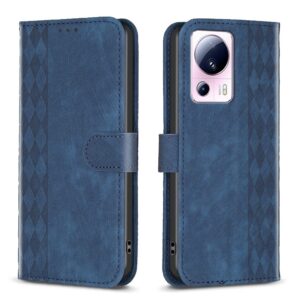 Xiaomi 13 Lite 5G Θήκη Βιβλίο Μπλε Plaid Embossed Phone Case Blue
