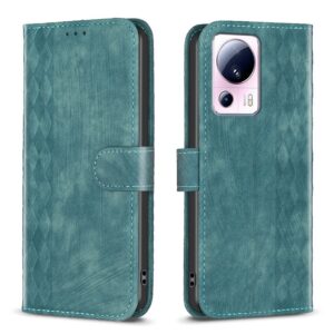 Xiaomi 13 Lite 5G Θήκη Βιβλίο Πράσινο Plaid Embossed Phone Case Green