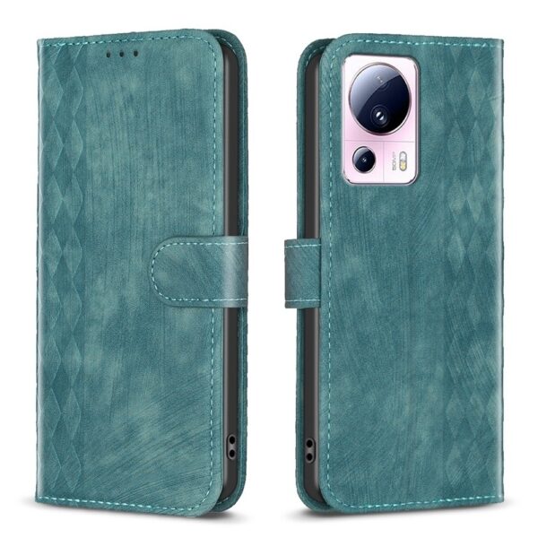 Xiaomi 13 Lite 5G Θήκη Βιβλίο Πράσινο Plaid Embossed Phone Case Green