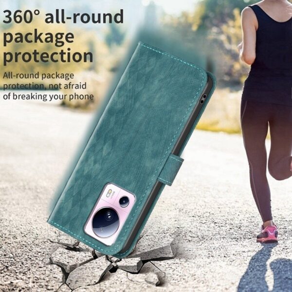 Xiaomi 13 Lite 5G Θήκη Βιβλίο Πράσινο Plaid Embossed Phone Case Green