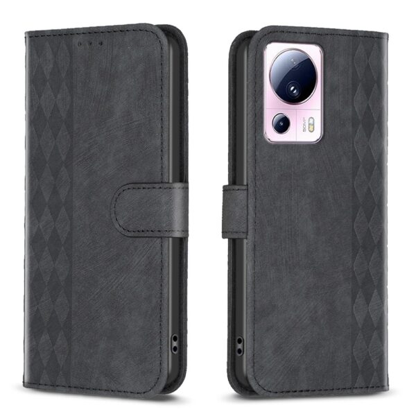 Xiaomi 13 Lite 5G Θήκη Βιβλίο Μαύρο Plaid Embossed Phone Case Black