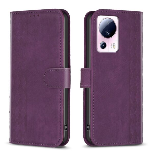Xiaomi 13 Lite 5G Θήκη Βιβλίο Μωβ Plaid Embossed Phone Case Purple
