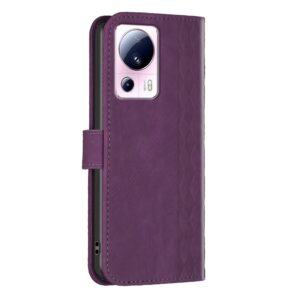 Xiaomi 13 Lite 5G Θήκη Βιβλίο Μωβ Plaid Embossed Phone Case Purple