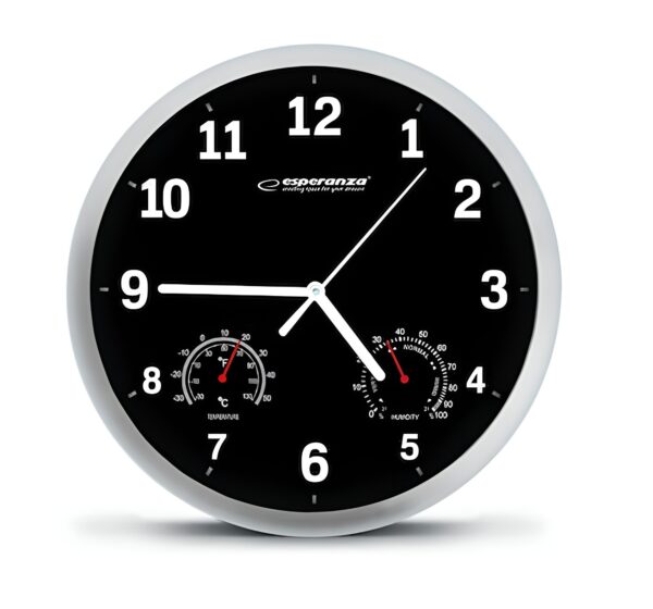 Esperanza Lyon Ρολόι Τοίχου Πλαστικό Μαύρο 25cm Esperanza Lyon Ρολόι Τοίχου Πλαστικό Μαύρο 25cm