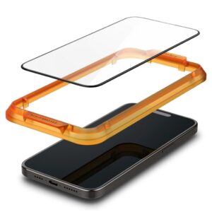 iPhone 15 Pro Max Spigen (x2.Pack) GLAS.tR ALIGNmaster Full Cover HD Premium Tempered Glass Screen Protector Black AGL06875