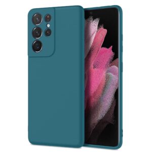 Samsung Galaxy S21 Ultra 5G Θήκη Σιλικόνης Πετρόλ Soft Touch Silicone Rubber Soft Case Petrol