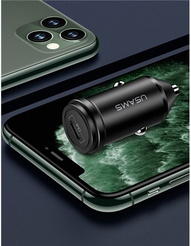 Φορτιστής Αυτοκινήτου USAMS C14 1x Type-C 3A 18W Μεταλλικός Γκρι