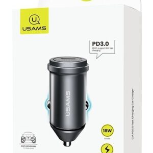 Φορτιστής Αυτοκινήτου USAMS C14 1x Type-C 3A 18W Μεταλλικός Γκρι