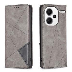 Xiaomi Redmi Note 13 Pro Plus 5G Θήκη Βιβλίο Γκρι Magnetic Buckle Rhombus Texture Phone Case Grey