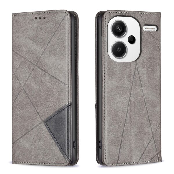 Xiaomi Redmi Note 13 Pro Plus 5G Θήκη Βιβλίο Γκρι Magnetic Buckle Rhombus Texture Phone Case Grey