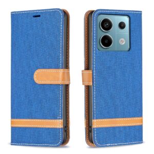 Xiaomi Redmi Note 13 Pro 5G / Poco X6 5G Θήκη Βιβλίο Γαλάζιο Color Block Denim Texture Phone Case Royal Blue