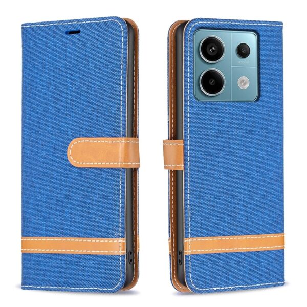Xiaomi Redmi Note 13 Pro 5G / Poco X6 5G Θήκη Βιβλίο Γαλάζιο Color Block Denim Texture Phone Case Royal Blue