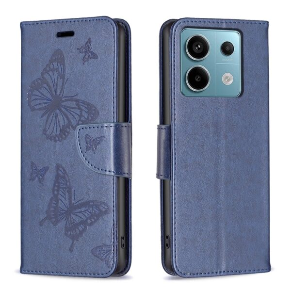 Xiaomi Redmi Note 13 Pro 5G / Poco X6 5G Θήκη Βιβλίο Μπλε Embossing Two Butterflies Pattern Phone Case Blue