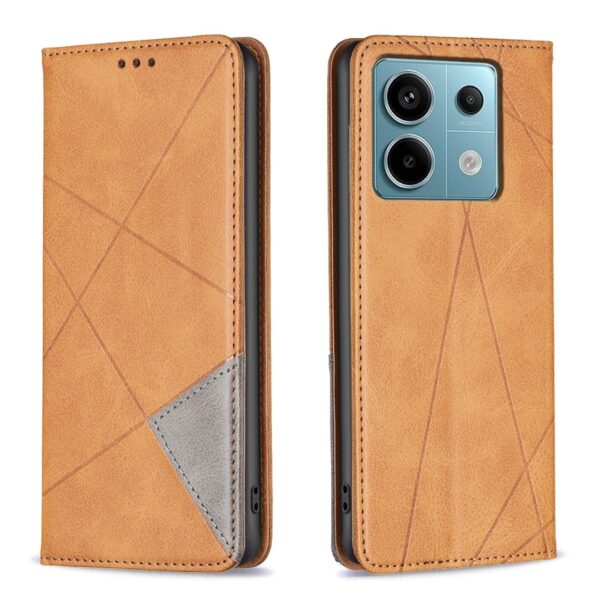 Xiaomi Redmi Note 13 Pro 5G / Poco X6 5G Θήκη Βιβλίο Ανοιχτό Καφέ Magnetic Buckle Rhombus Texture Phone Case Light Brown