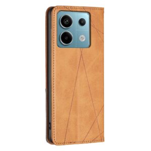 Xiaomi Redmi Note 13 Pro 5G / Poco X6 5G Θήκη Βιβλίο Ανοιχτό Καφέ Magnetic Buckle Rhombus Texture Phone Case Light Brown