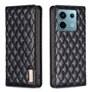 Xiaomi Redmi Note 13 Pro 5G / Poco X6 5G Θήκη Βιβλίο Μαύρο Diamond Lattice Magnetic Flip Phone Case Black