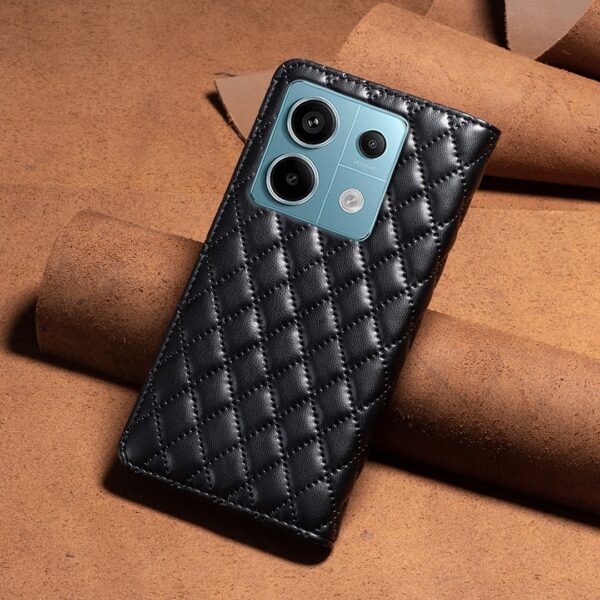 Xiaomi Redmi Note 13 Pro 5G / Poco X6 5G Θήκη Βιβλίο Μαύρο Diamond Lattice Magnetic Flip Phone Case Black
