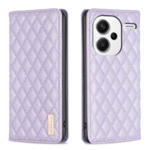 Xiaomi Redmi Note 13 Pro Plus 5G Θήκη Βιβλίο Μωβ Diamond Lattice Magnetic Flip Phone Case Purple