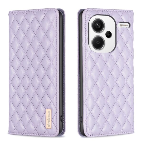 Xiaomi Redmi Note 13 Pro Plus 5G Θήκη Βιβλίο Μωβ Diamond Lattice Magnetic Flip Phone Case Purple