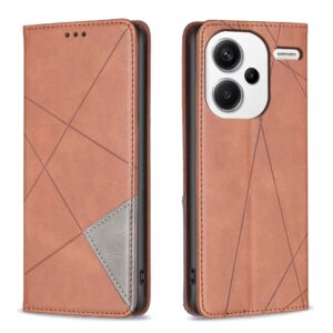 Xiaomi Redmi Note 13 Pro Plus 5G Θήκη Βιβλίο Καφέ Magnetic Buckle Rhombus Texture Phone Case Brown