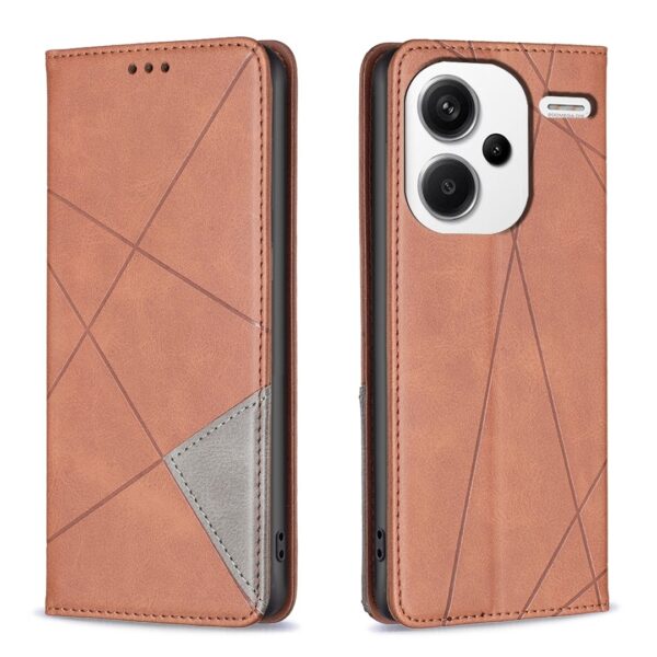 Xiaomi Redmi Note 13 Pro Plus 5G Θήκη Βιβλίο Καφέ Magnetic Buckle Rhombus Texture Phone Case Brown