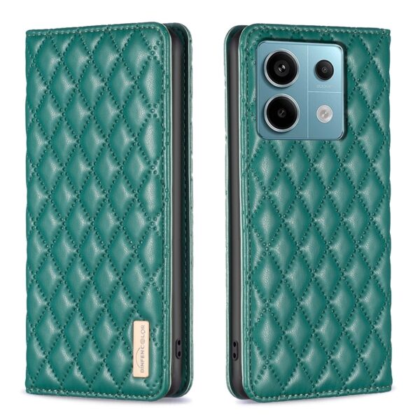 Xiaomi Redmi Note 13 Pro 5G / Poco X6 5G Θήκη Βιβλίο Πράσινο Diamond Lattice Magnetic Flip Phone Case Green