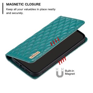 Xiaomi Redmi Note 13 Pro 5G / Poco X6 5G Θήκη Βιβλίο Πράσινο Diamond Lattice Magnetic Flip Phone Case Green