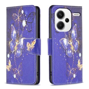 Xiaomi Redmi Note 13 Pro Plus 5G Θήκη Βιβλίο Colored Drawing Pattern Phone Case Purple Butterfly