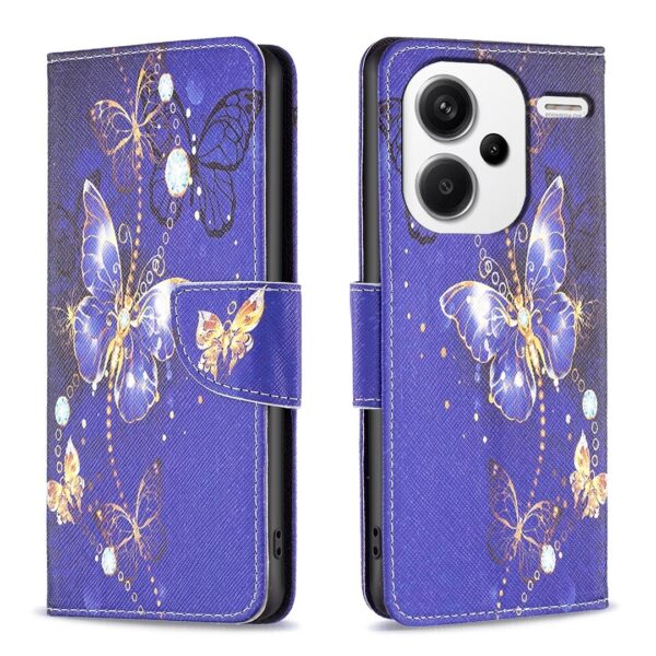 Xiaomi Redmi Note 13 Pro Plus 5G Θήκη Βιβλίο Colored Drawing Pattern Phone Case Purple Butterfly