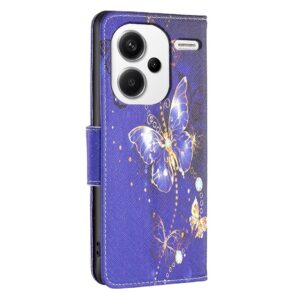 Xiaomi Redmi Note 13 Pro Plus 5G Θήκη Βιβλίο Colored Drawing Pattern Phone Case Purple Butterfly