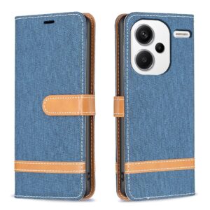 Xiaomi Redmi Note 13 Pro Plus 5G Θήκη Βιβλίο Μπλε Σκούρο Color Block Denim Texture Phone Case Dark Blue