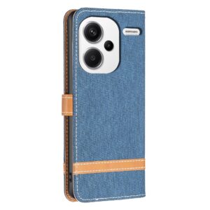 Xiaomi Redmi Note 13 Pro Plus 5G Θήκη Βιβλίο Μπλε Σκούρο Color Block Denim Texture Phone Case Dark Blue