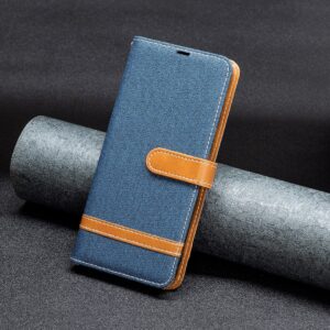 Xiaomi Redmi Note 13 Pro Plus 5G Θήκη Βιβλίο Μπλε Σκούρο Color Block Denim Texture Phone Case Dark Blue