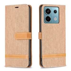Xiaomi Redmi Note 13 Pro 5G / Poco X6 5G Θήκη Βιβλίο Καφέ Color Block Denim Texture Phone Case Brown