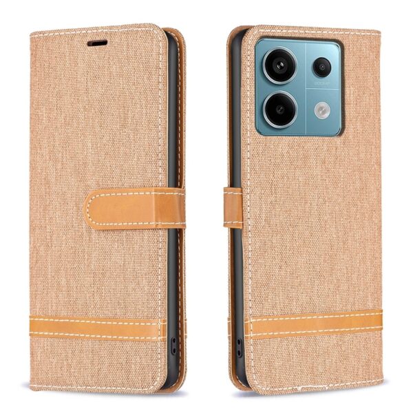 Xiaomi Redmi Note 13 Pro 5G / Poco X6 5G Θήκη Βιβλίο Καφέ Color Block Denim Texture Phone Case Brown