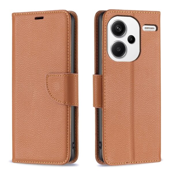 Xiaomi Redmi Note 13 Pro Plus 5G Θήκη Βιβλίο Καφέ Litchi Texture Pure Color Phone Case Brown